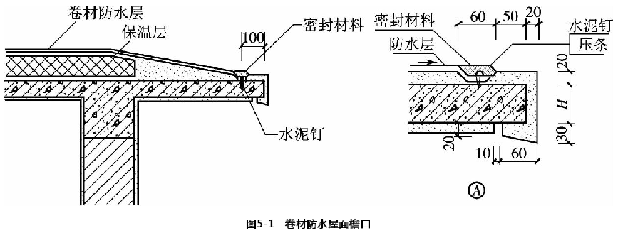 卷材防水屋面檐口处理示意图